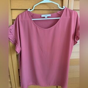 LOFT Rose Pink Ruffle Sleeve Blouse